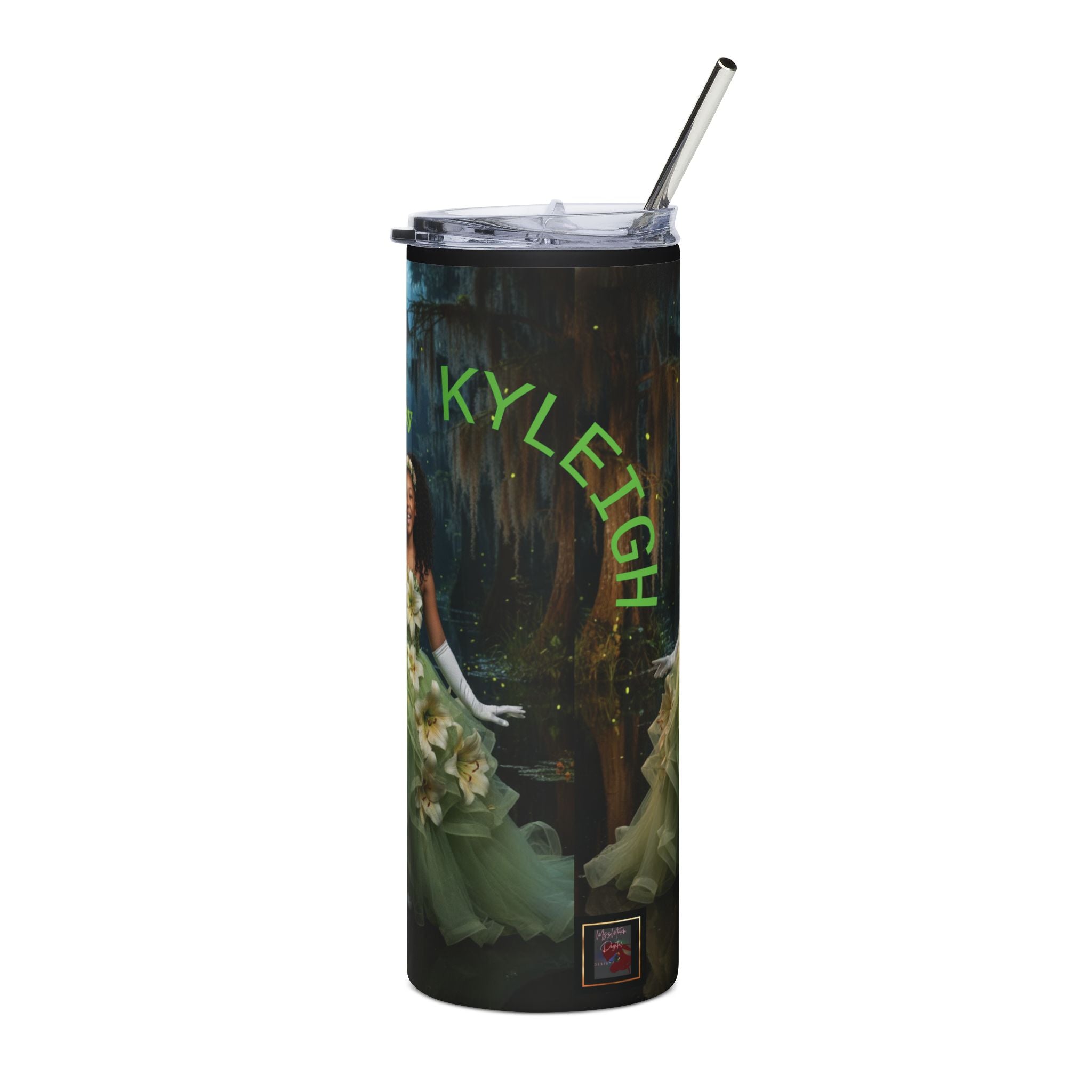 20oz Stainless Steel Tumbler — Personalized 'Kyleigh' Princess Floral Design, Inspirational Quote