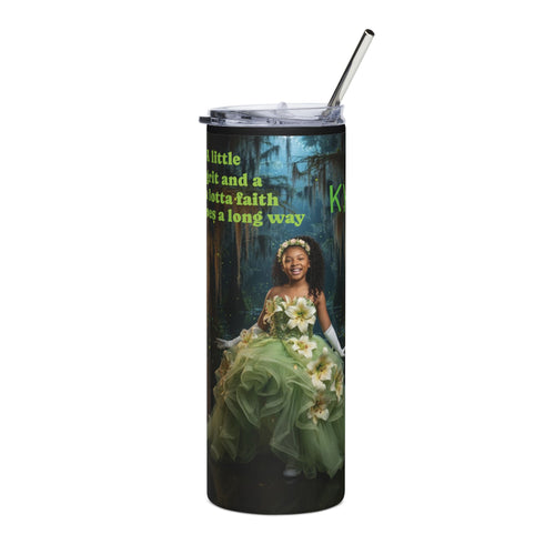 20oz Stainless Steel Tumbler — Personalized 'Kyleigh' Princess Floral Design, Inspirational Quote