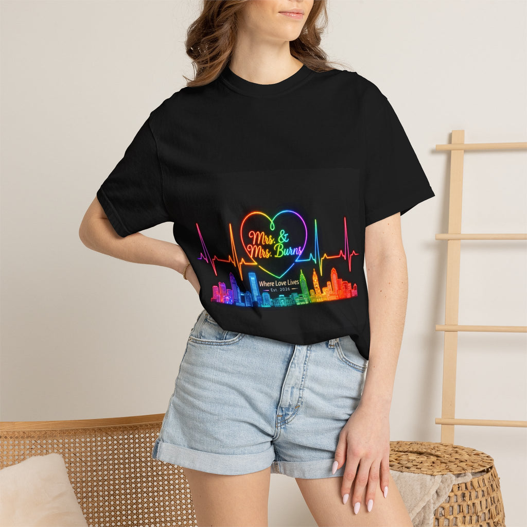 Mr. & Mrs. Beat Rainbow Skyline T-Shirt — Love Lives Loud LGBTQ Pride Tee