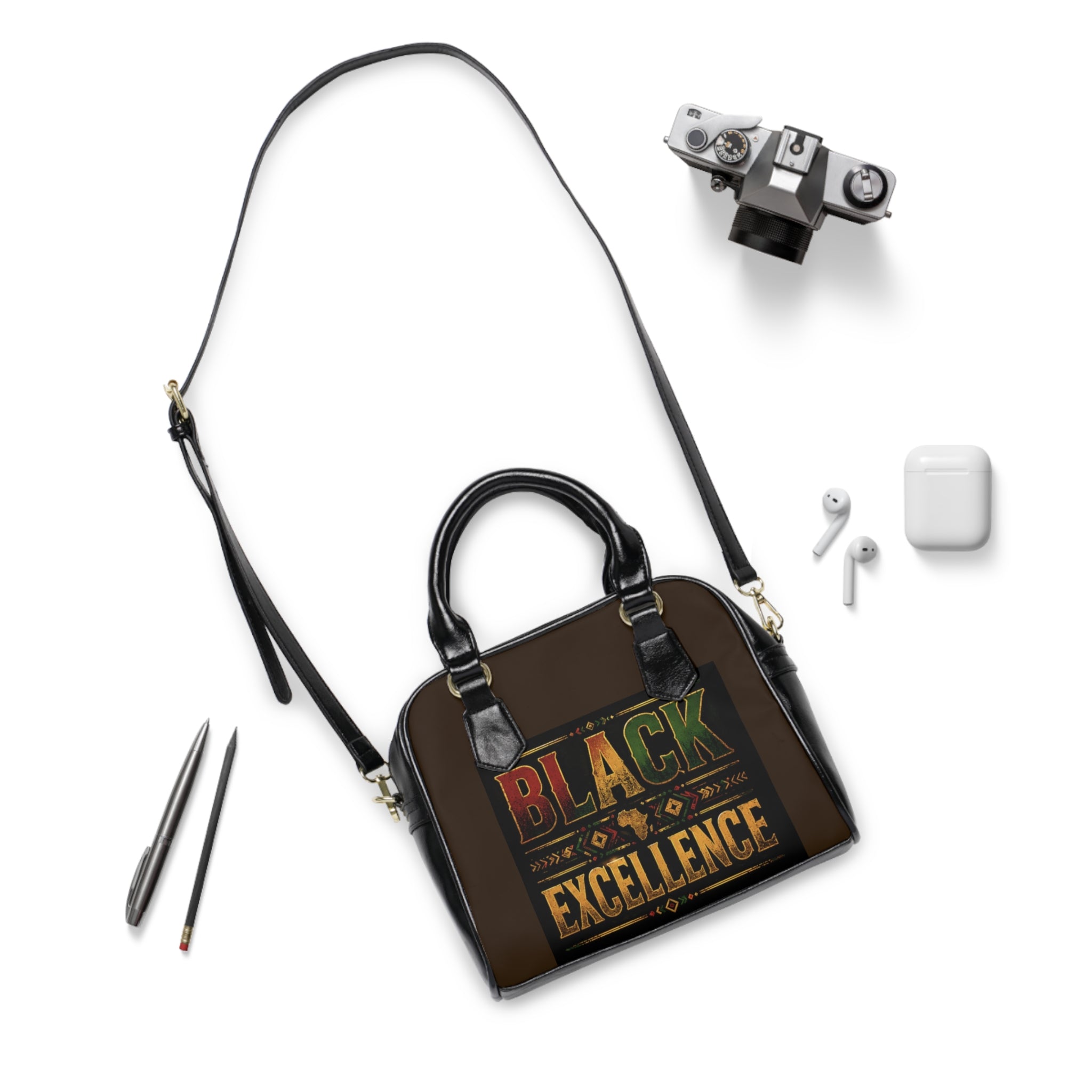 Black Excellence Shoulder Handbag — Pan-African Inspirational Fashion Purse