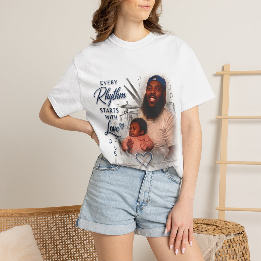 Dad’s Greatest Beat T‑Shirt — "Every Rhythm Starts With Love" First Father’s Day 2026
